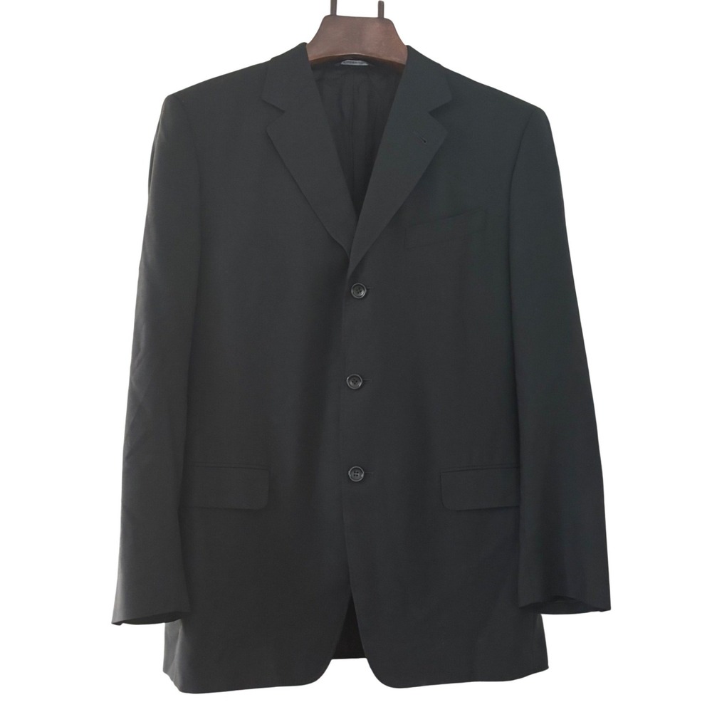 Canali Proposta Mens 42 | Black 100% Pure Wool 3-Button Blazer | Made in Italy